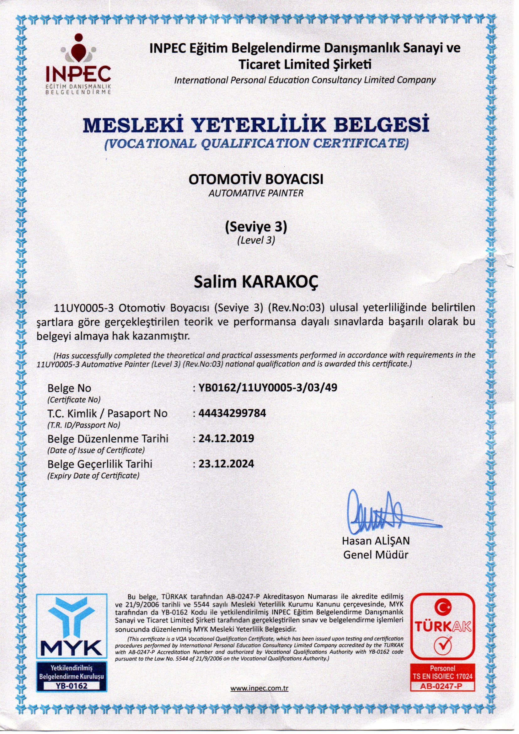 Vocational Competence Certificate - 3